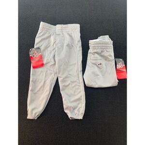 Lot of 2 Alleson Athletic Youth‎ Gray Baseball Softball Pants Size XS